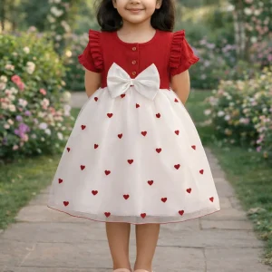 Baby Party Dress  Red Color 1-8 Year